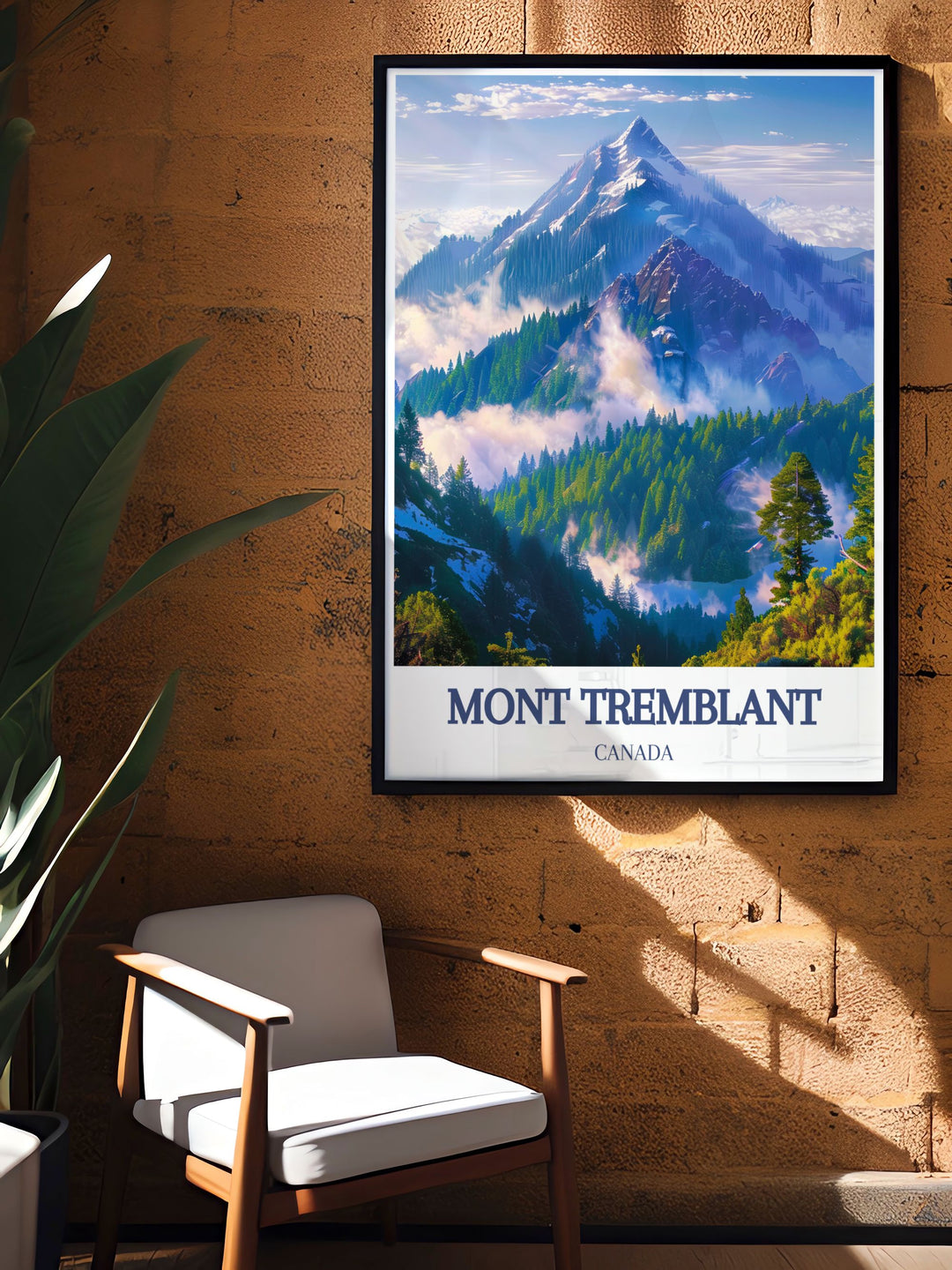Canadian Ski Print of Mont Tremblant nestled in the Laurentian Mountains capturing the picturesque landscapes and majestic peaks this vintage ski poster is a timeless addition to your wall art collection perfect for any nature enthusiast or ski lover.