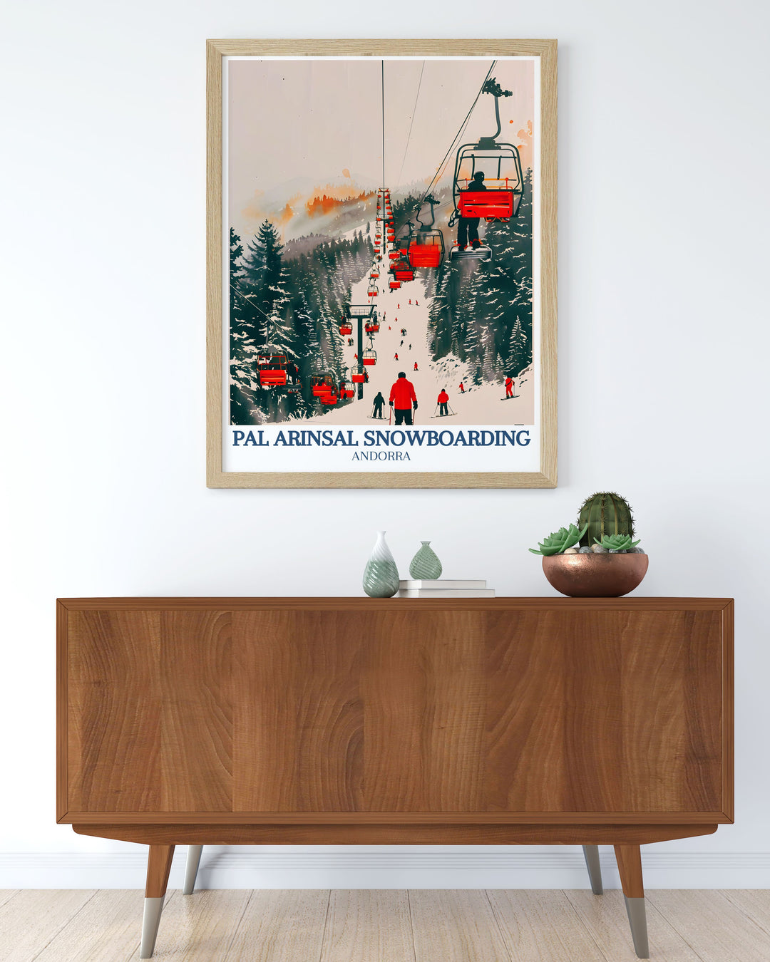 National Park Poster of Andorra depicting the breathtaking Pyrenees Mountains and Vallnord ski area Port Vell perfect wall decor for adventure lovers and those who appreciate the beauty of nature and elegant framed prints