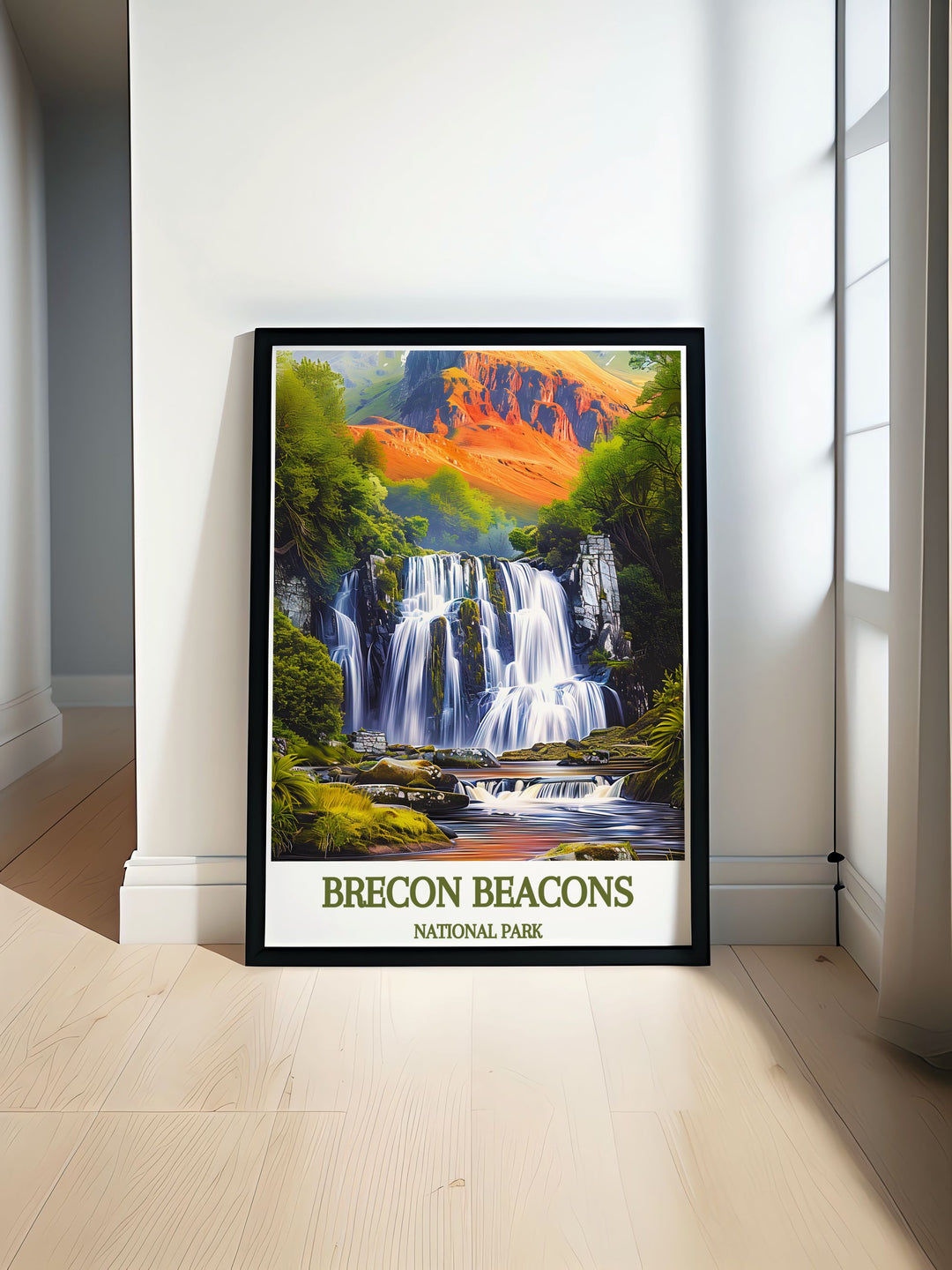 Stunning fine art print showcasing the breathtaking beauty of Brecon Beacons Falls, capturing the serene ambiance and dynamic movement of the cascading water. Perfect for adding a touch of natural elegance to your home decor.