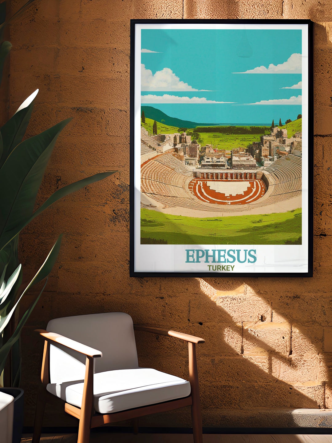 Great Theatre of Ephesus Art Print brings the majesty of ancient Roman architecture into your home. Perfect for those who appreciate the beauty of historical landmarks, this wall art captures the theaters grandeur against the Turkish landscape.