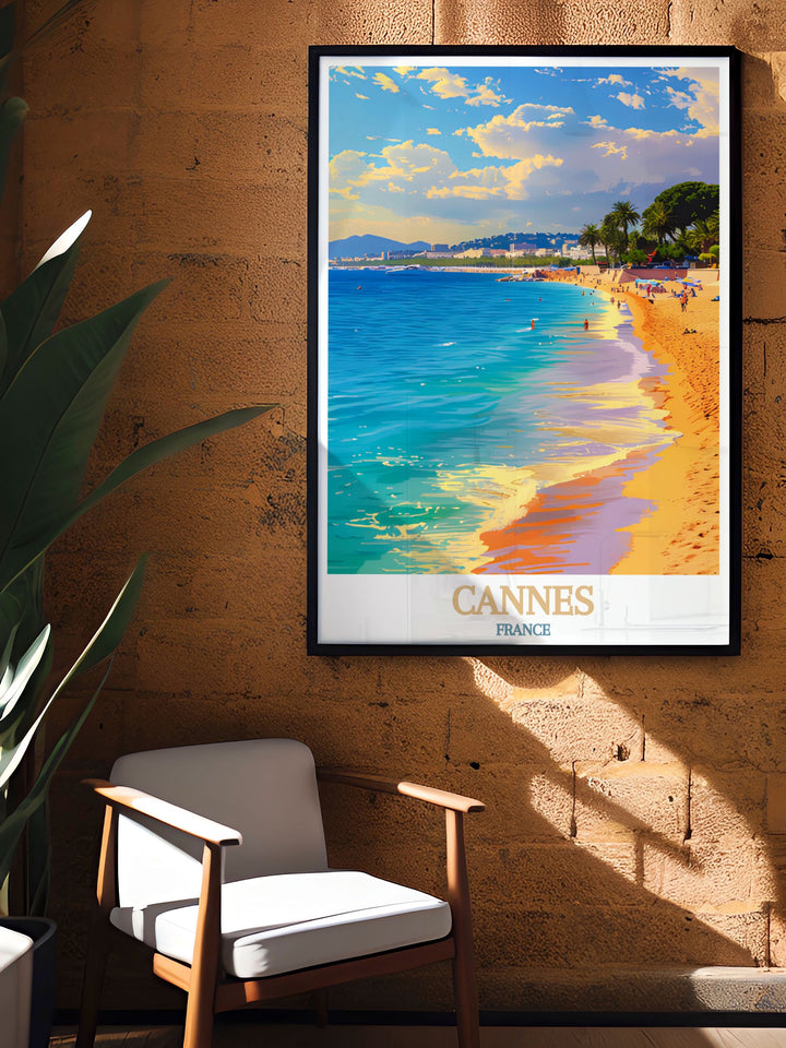 Exquisite Plage de la Croisette travel poster showcasing the scenic beauty of Cannes ideal for adding sophistication to your home this France art print is perfect for those who love French culture and aesthetics a timeless piece for any art or travel collection