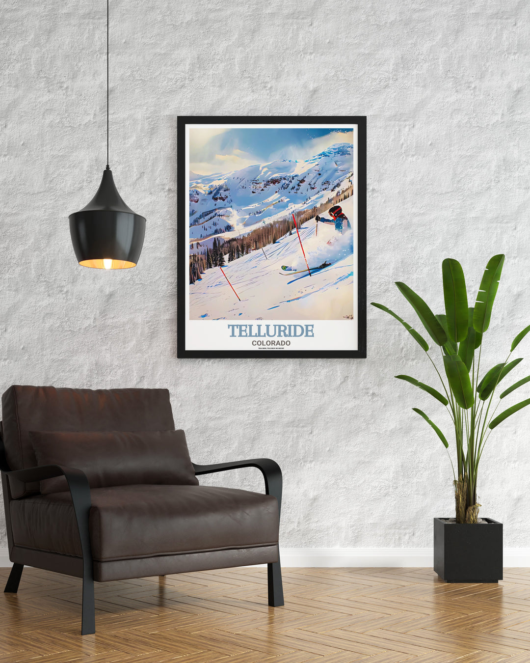 Featuring a breathtaking view of Telluride Ski Resort, this wall art captures the beauty of Colorados winter wonderland. Whether youve visited the resort or dream of going, this print serves as a reminder of natures splendor.