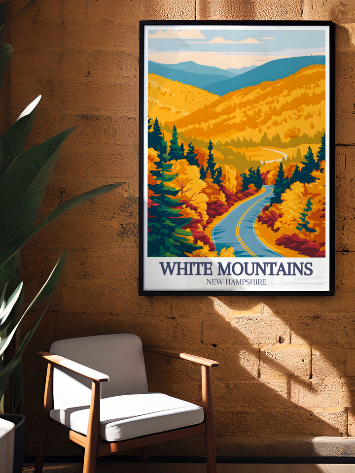 Kancamagus Highway Wall Art brings the beauty of fall foliage in the White Mountains to life. This piece is perfect for those who enjoy the rich, vibrant colors of autumn and the peacefulness of nature in New Hampshire.