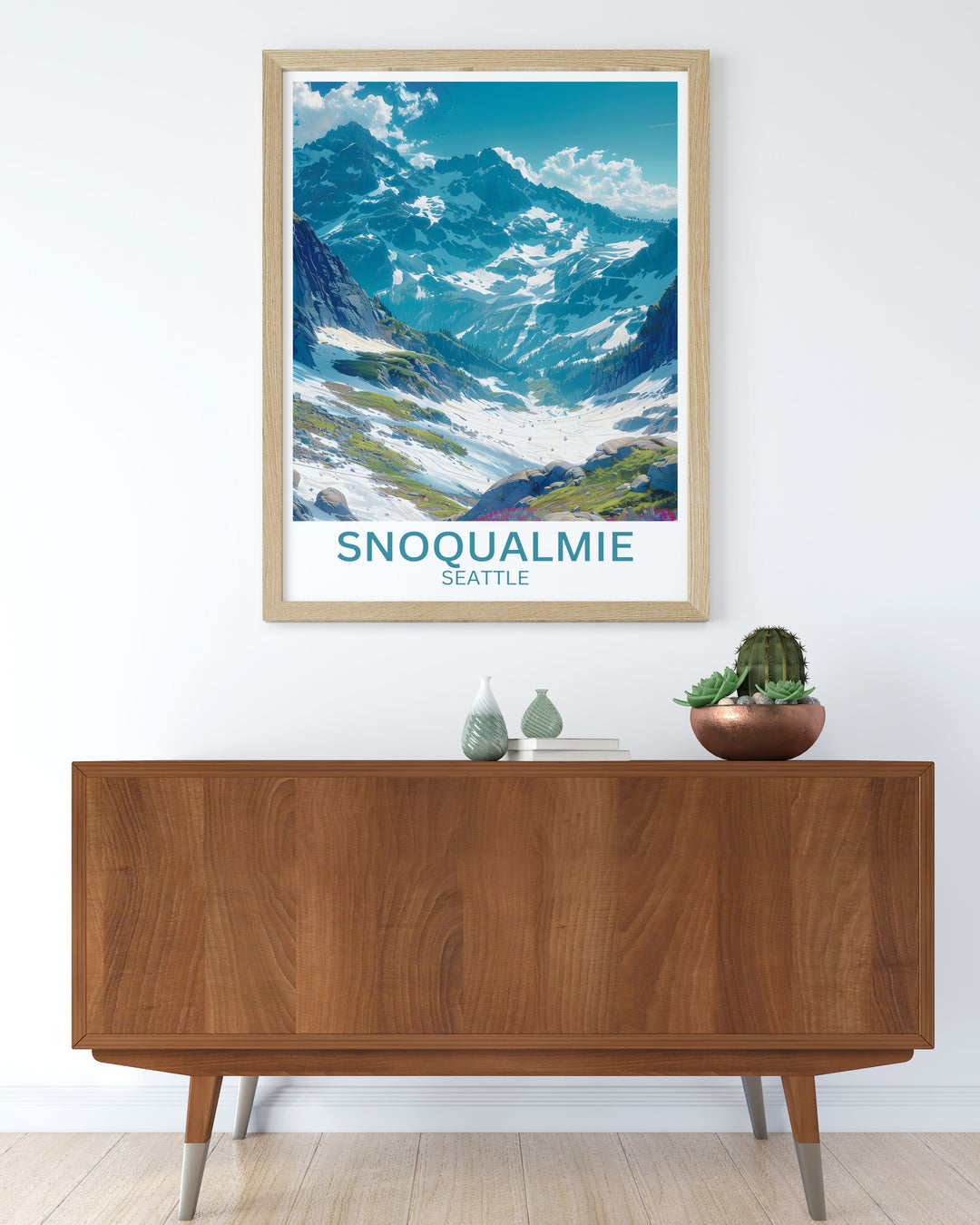 Capture the essence of The Summit at Snoqualmies alpine charm with this art print, featuring the thrilling slopes of Alpental.