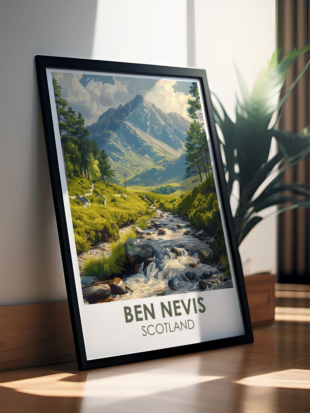 Beautiful Glen Nevis Valley artwork capturing the serene valley and majestic Ben Nevis ideal for creating an inspiring focal point in any living room or office space