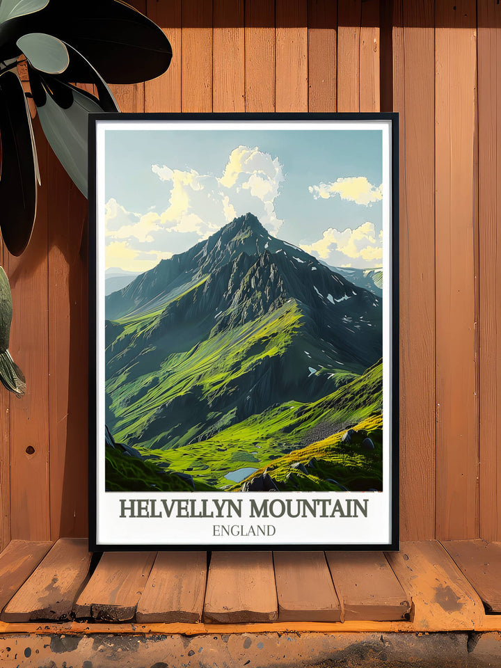 Helvellyn Mountain print featuring a stunning view of the Lake Districts iconic peaks a perfect addition to your home decor for a touch of elegance and nostalgia ideal for nature lovers and hiking enthusiasts a timeless reminder of the beauty of national parks