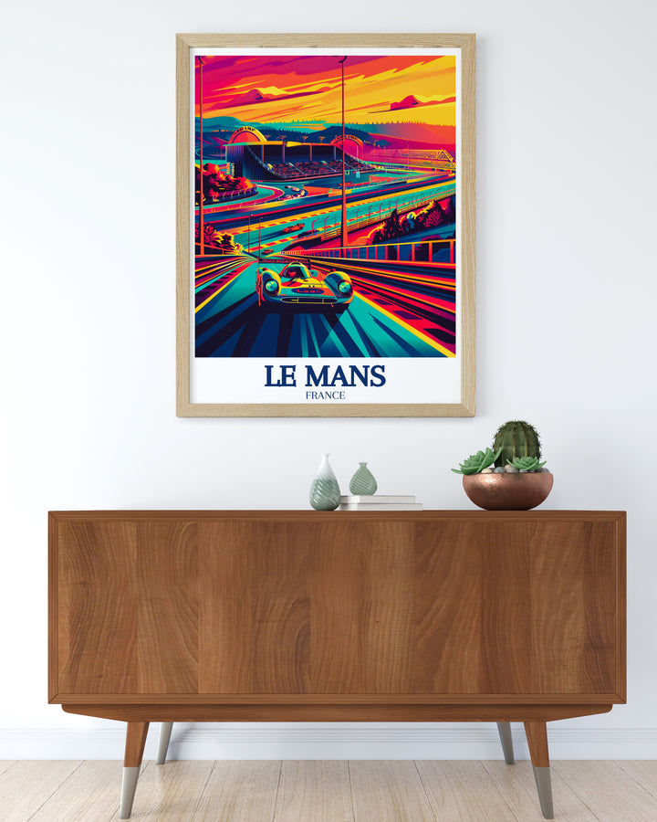 Le Mans rich racing history is captured in stunning detail in this wall art, offering a dynamic addition to any space with the essence of the Circuit de la Sarthe.