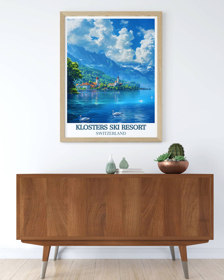 Celebrate the picturesque landscapes of Lake Geneva with our vintage prints. This Lake Geneva artwork captures the essence of Swiss tranquility and natural beauty making it a perfect gift for travel enthusiasts and art lovers