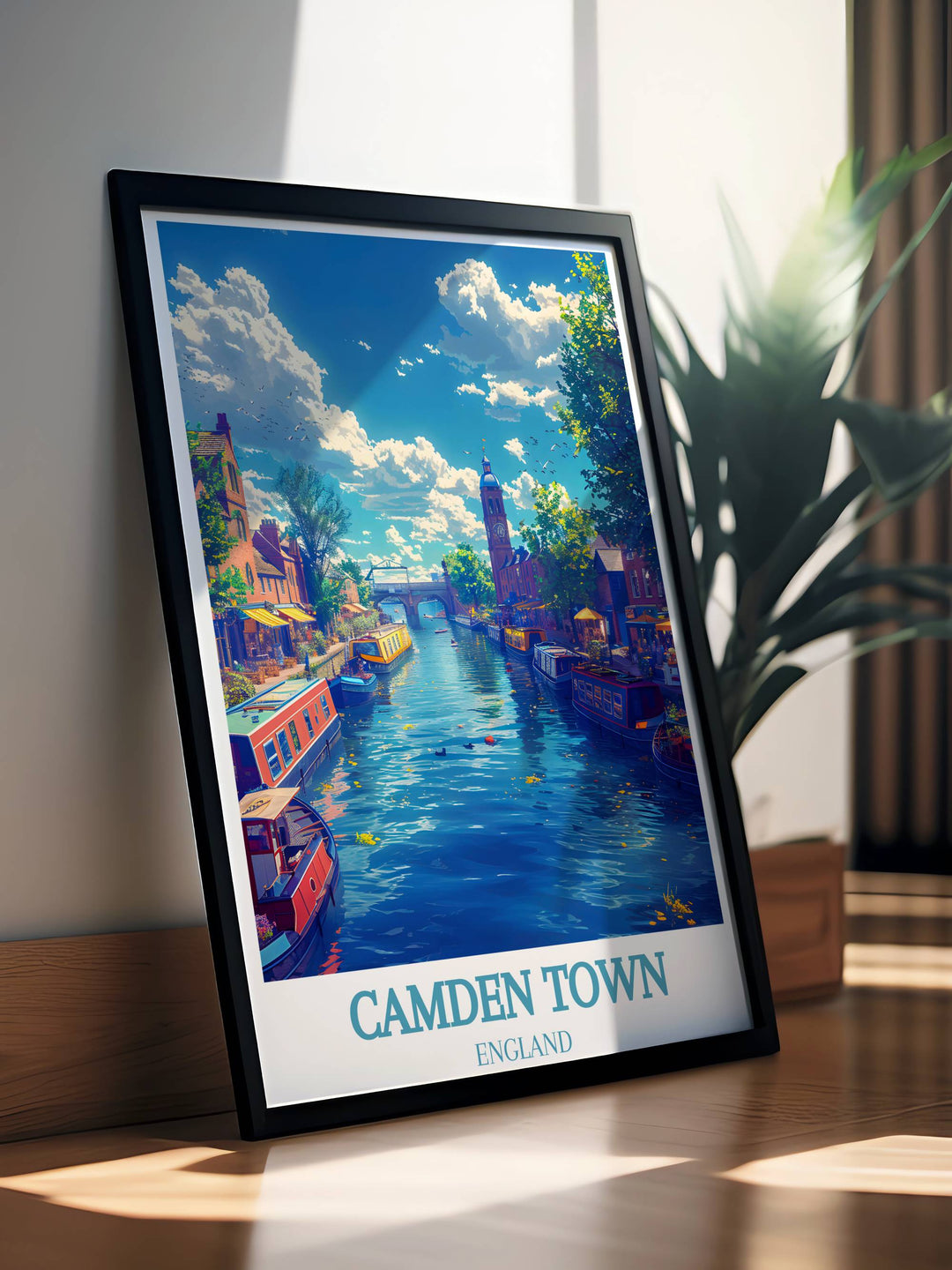 Detailed Camden Lock print showcasing the charm and creativity of Camden Town London from its eclectic markets to its renowned street art a beautiful addition to any home decor or art collection