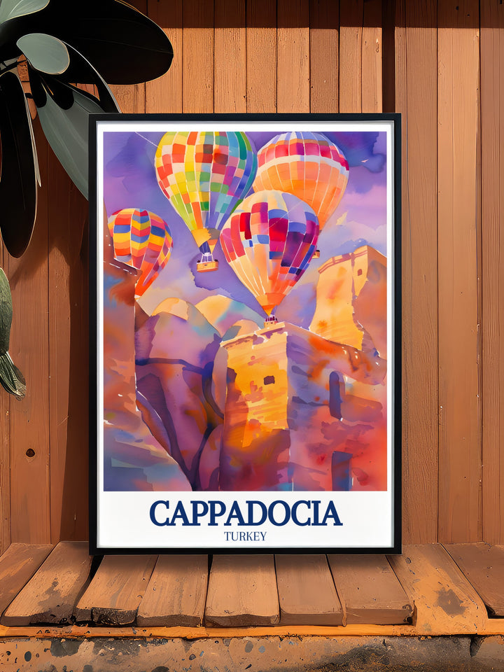 Featuring the entrance to the famous underground city of Derinkuyu, this travel poster makes an excellent addition to any space. The Cappadocia print highlights the regions rich history and cultural significance, making it a great gift for travel lovers.