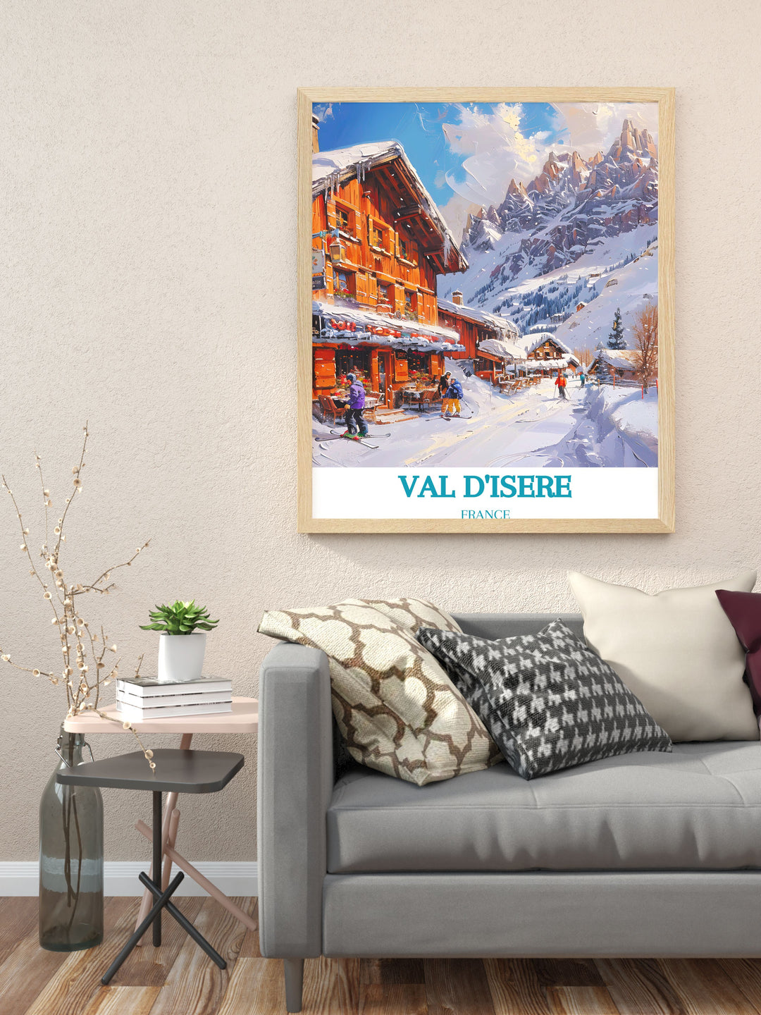 Cherish the alpine elegance of Solaise in Val dIsere with this stunning travel poster, showcasing the pristine snowfields and panoramic vistas that define this world renowned ski resort in the French Alps.