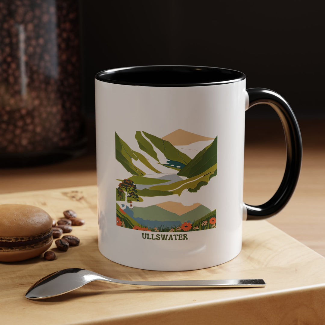 A stunning Ullswater Mug with artistic designs that reflect the tranquility and natural charm of Ullswater. This dishwasher-safe ceramic mug is perfect for everyday use or gifting to nature enthusiasts.