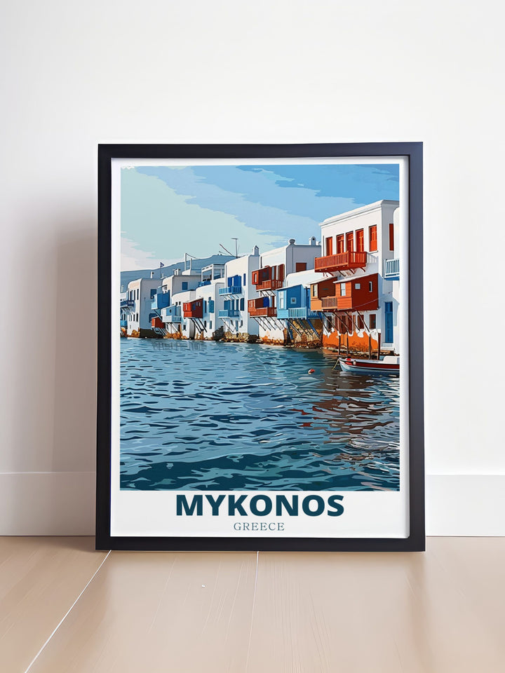 Add a touch of Greece to your walls with Little Venice stunning living room decor from our Mykonos art collection perfect for creating a relaxing environment