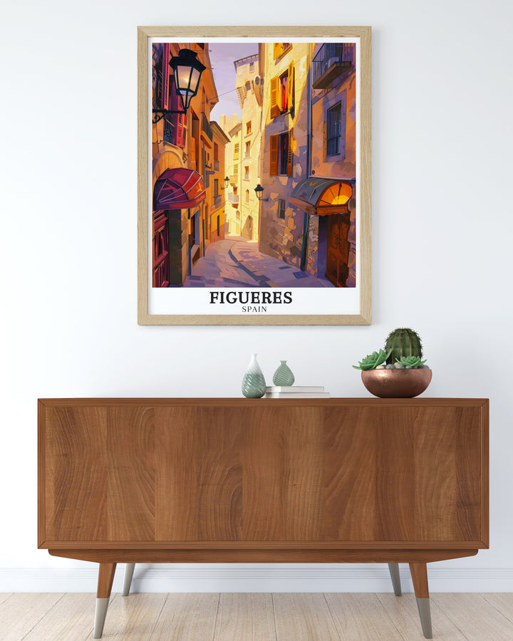 This Figueres poster print is perfect for history lovers and art enthusiasts. Featuring the charming streets and historic landmarks of Figueres, this piece captures the towns unique blend of art and history. Add a piece of Catalonia to your home with this beautifully crafted travel poster.