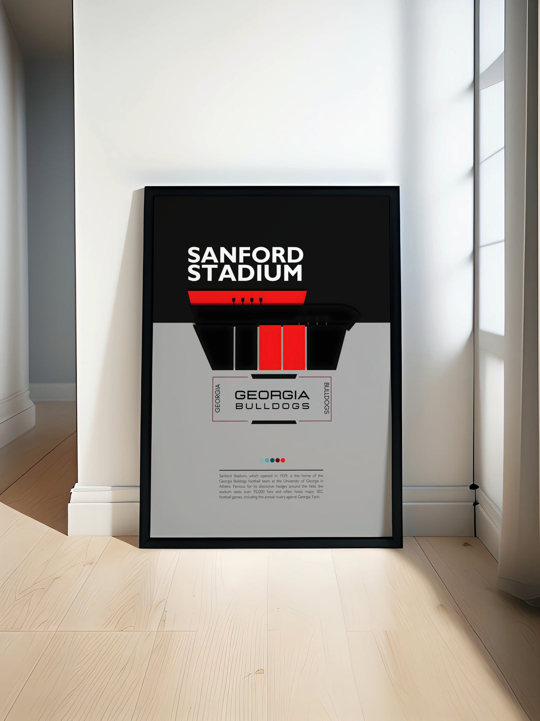 The Georgia Bulldogs art print featuring Touchdown Jesus at Sanford Stadium is an excellent addition for college football fans bringing the excitement of UGA football into any dorm room or home decor