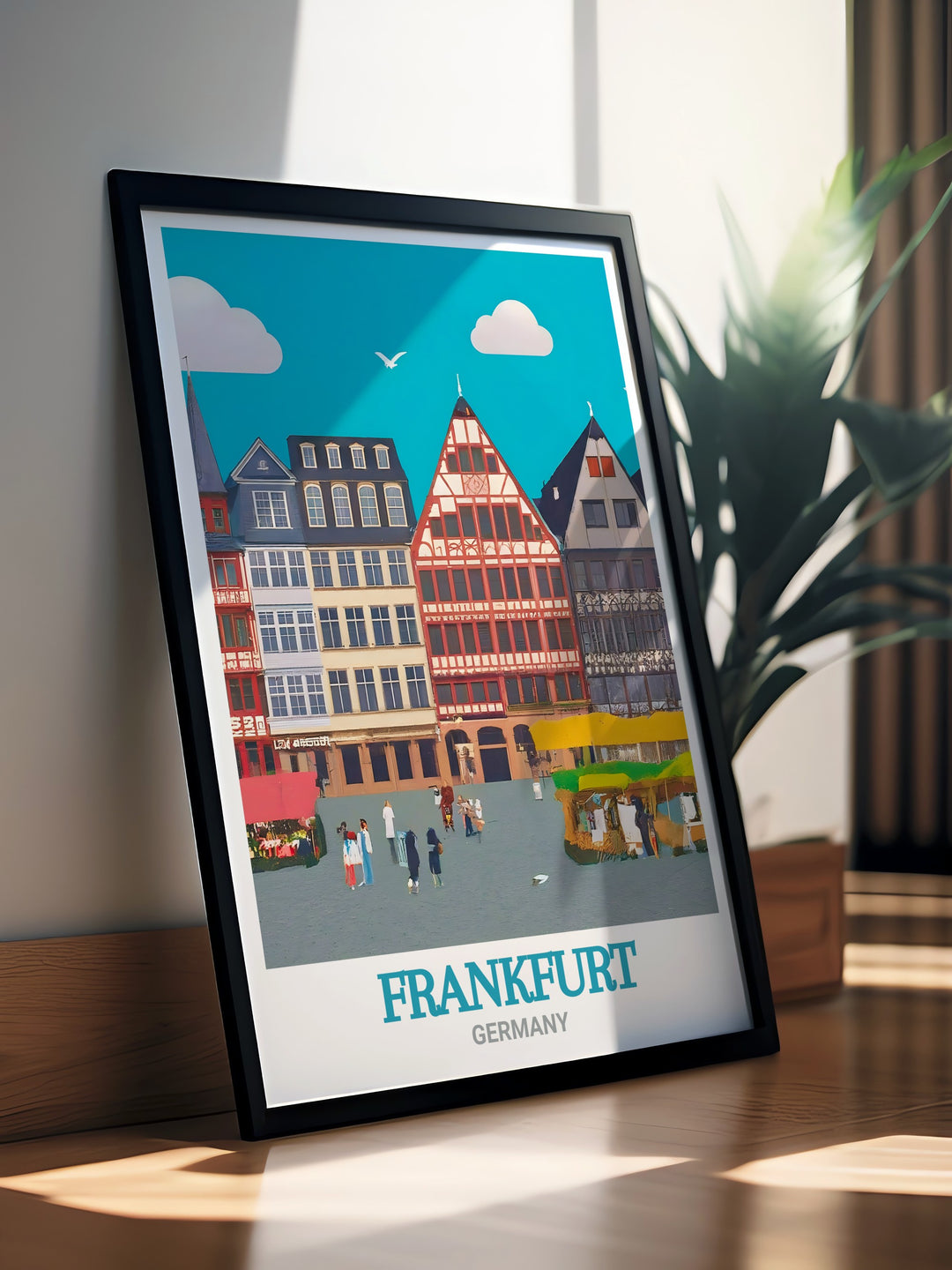 Stunning Romerberg Artwork captures the vibrant history and architectural elegance of Frankfurt ideal for Germany Wall Art collectors