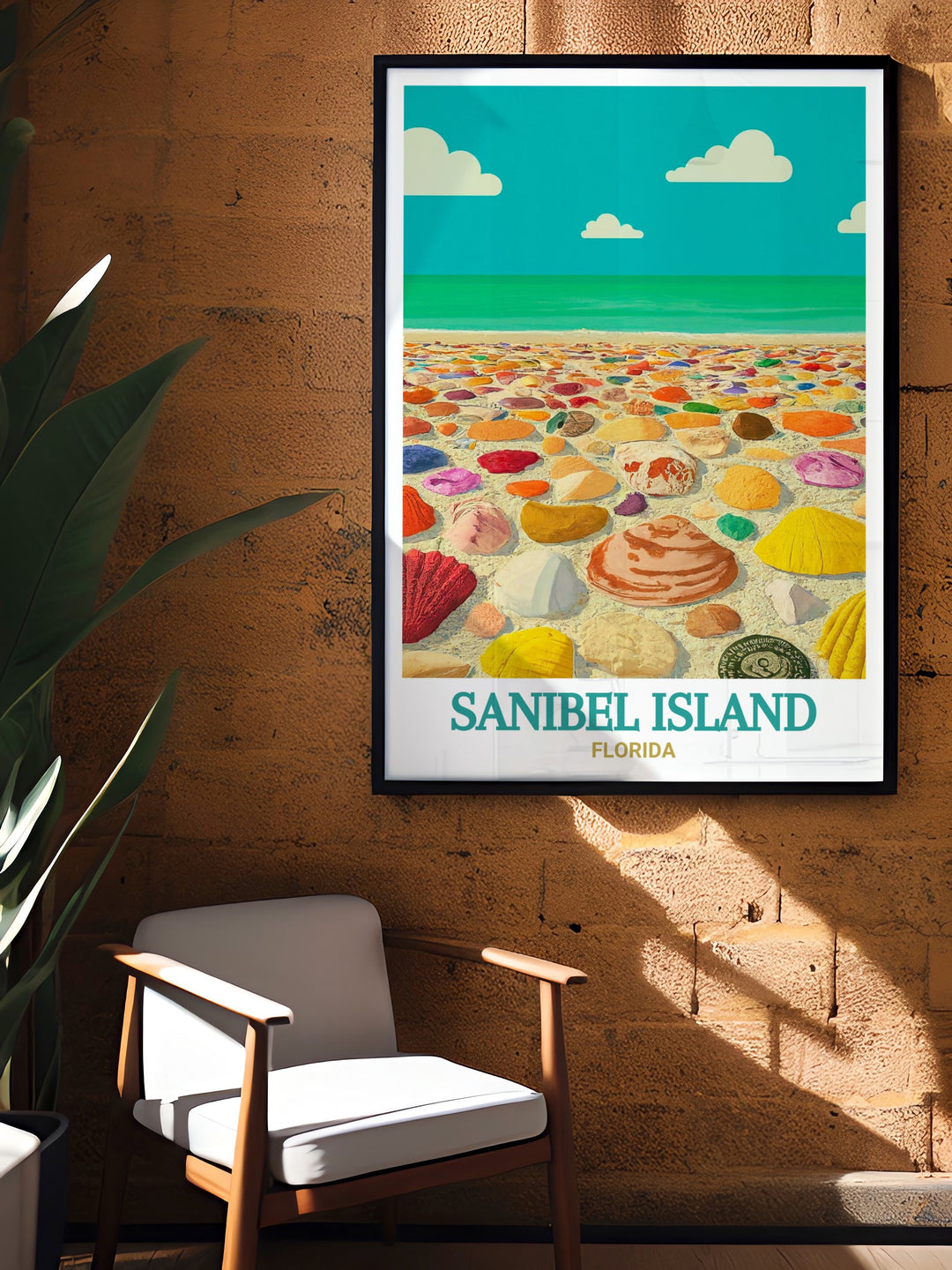 Framed art print depicting the calm waters and pristine sands of Blind Pass Beach, Sanibel Island. A beautiful way to celebrate the natural beauty of Florida in your home decor.