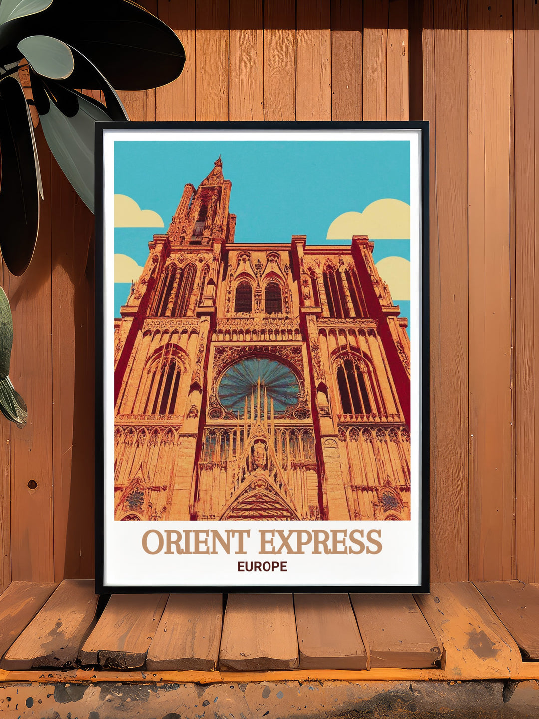 Celebrate the romance of European train travel with this travel print featuring the Orient Express and Strasbourg Cathedral. The detailed imagery brings to life the historic charm and sophistication of the Orient Express, making it a perfect addition to any home decor that celebrates classic travel.