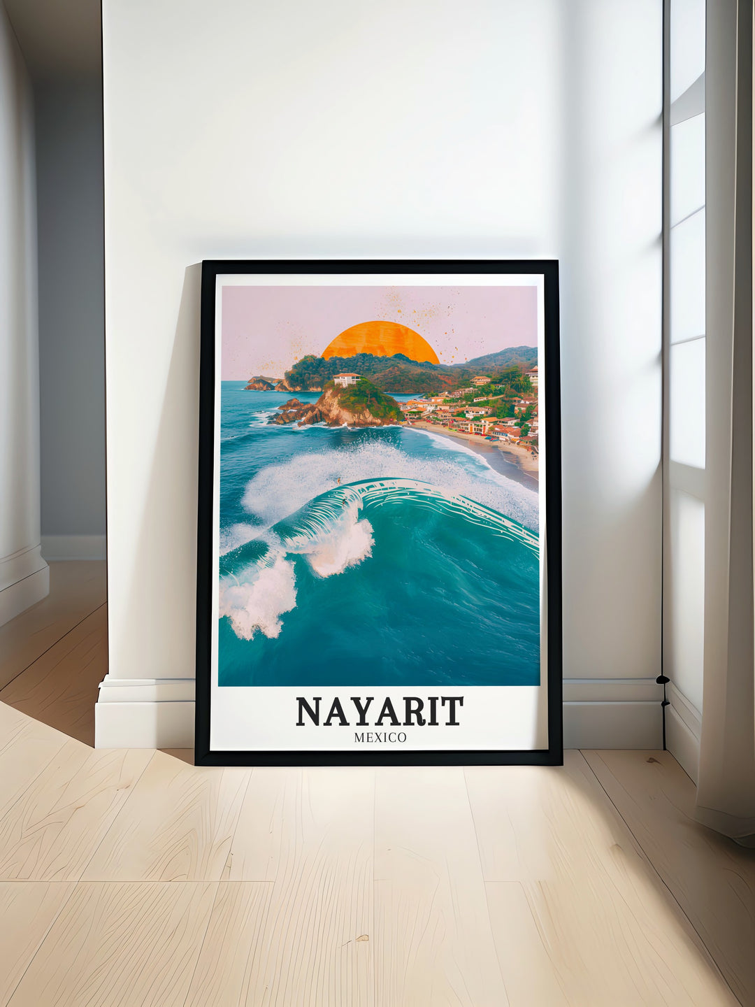 Sayulita Coastline Riviera Nayarit art print brings the beauty of Mexicos coastline into your home vibrant colors and intricate design make this Nayarit poster perfect for modern home decor or as a thoughtful Nayarit art gift