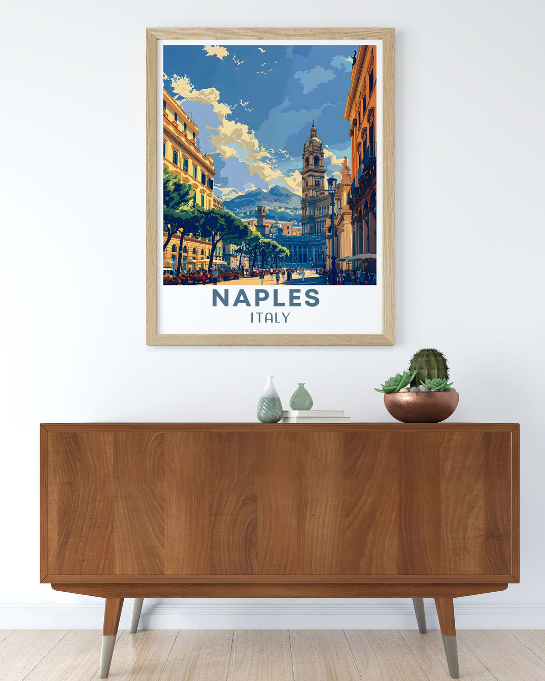 NAPLES Art Print highlighting the cultural richness and scenic beauty of Naples Italy with Piazza del Plebiscito. A perfect gift for travel lovers and art enthusiasts. Great for enhancing any living space with Italian charm