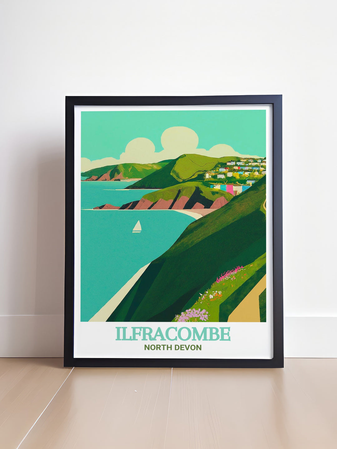 A detailed wall art print of Ilfracombe and the surrounding coast, focusing on the natural beauty and historic charm of this beloved Devon town. A wonderful addition to your coastal themed decor.