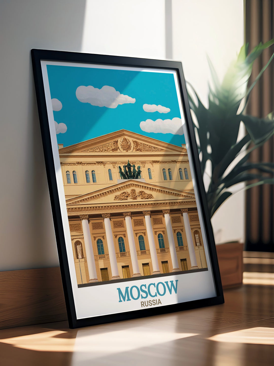 Elegant Moscow print featuring the iconic Bolshoi Theatre a captivating piece of Russia art that transforms your interior with its timeless beauty and detailed design suitable for various interior styles.