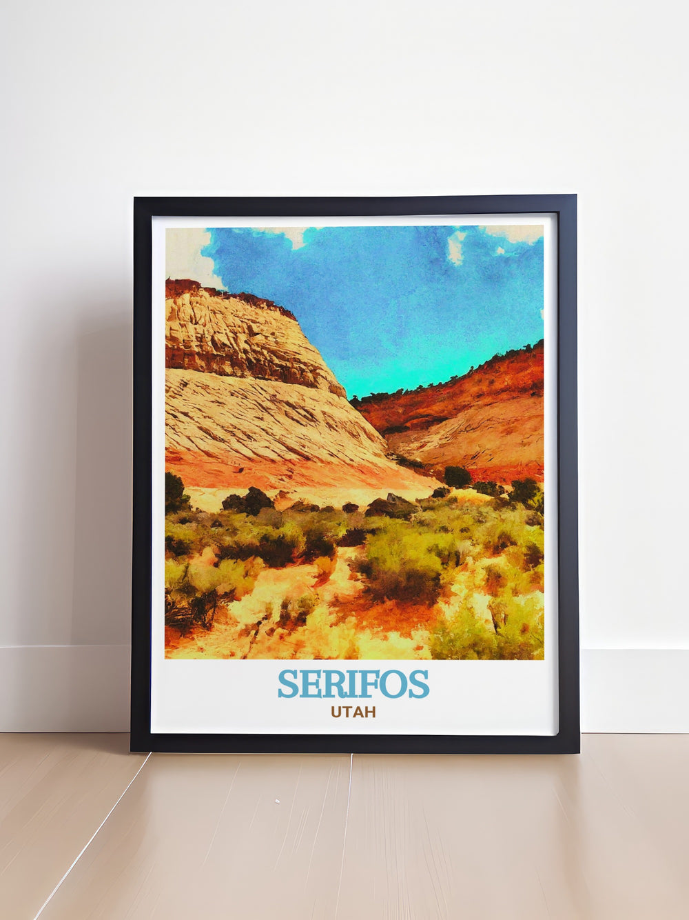 Bring the stunning vistas of Utah into your home with this detailed print of Springdale and Checkerboard Mesa. The artworks rich colors and intricate details make it a standout piece that complements any decor.