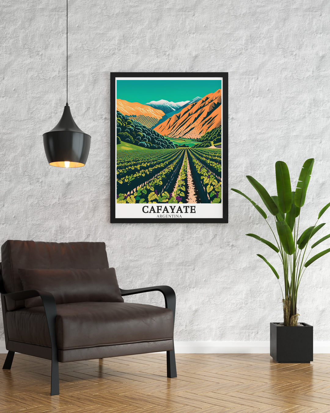 Cuesta del Obispo Vintage Poster offers a nostalgic glimpse into Argentinas scenic beauty, featuring the famous vineyards of Cafayate. This vintage travel print is perfect for anyone looking to add a touch of classic elegance to their wall art collection.