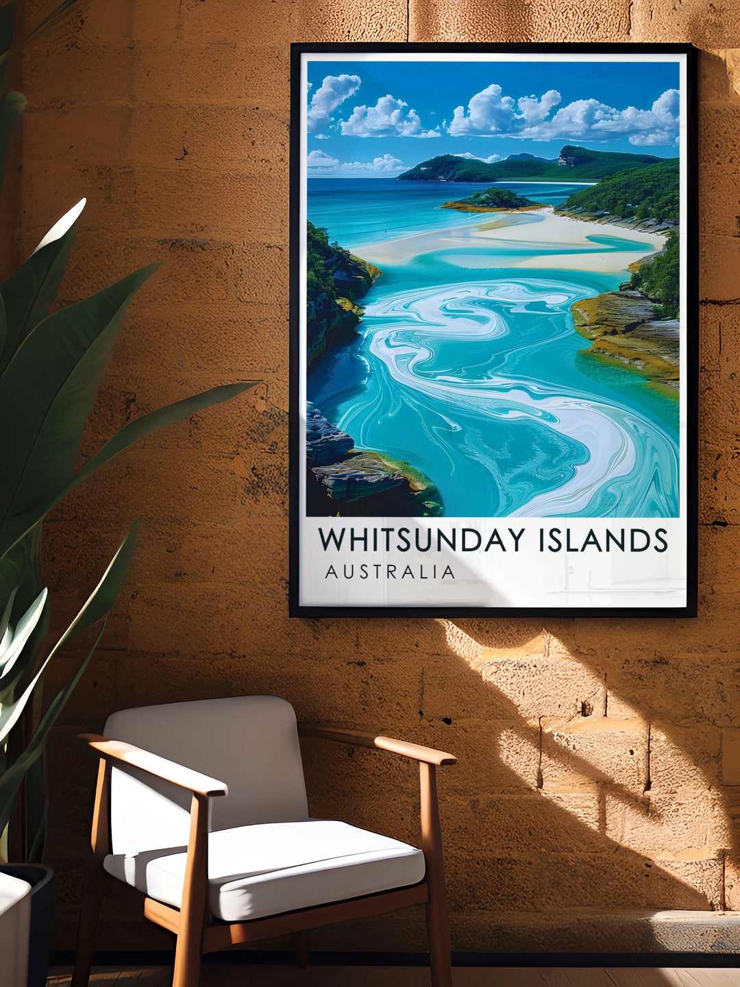 Artistic Hill Inlet illustration featuring the vibrant hues of the Australian sandbars and waters perfect for adding a touch of Australian beauty to your living space