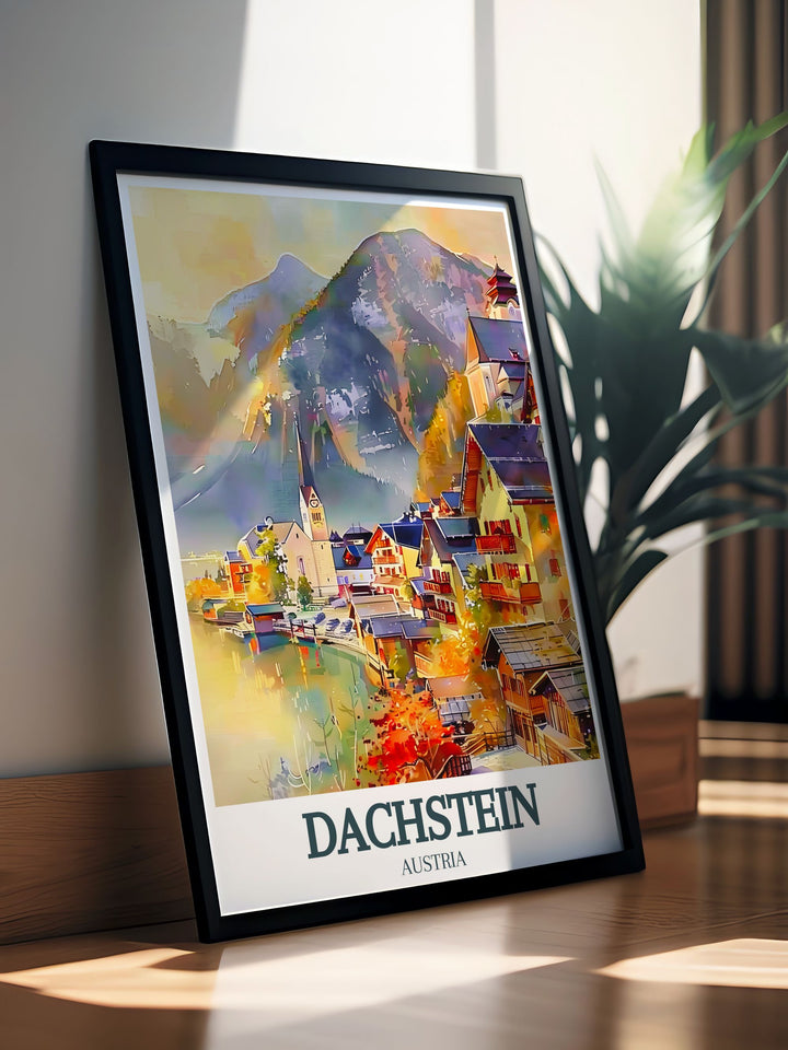 Enchanting Hallstatt Lake, Village of Hallstatt prints depicting the iconic village and its stunning lake perfect for those who love Austrias natural beauty and wish to bring it into their homes.