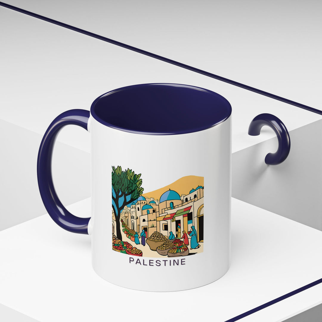 Enjoy a piece of Palestine with this beautifully designed ceramic mug. Featuring vibrant artwork inspired by Palestine’s natural landscapes and historical sites, it is microwave and dishwasher safe, making it both practical and artistic.