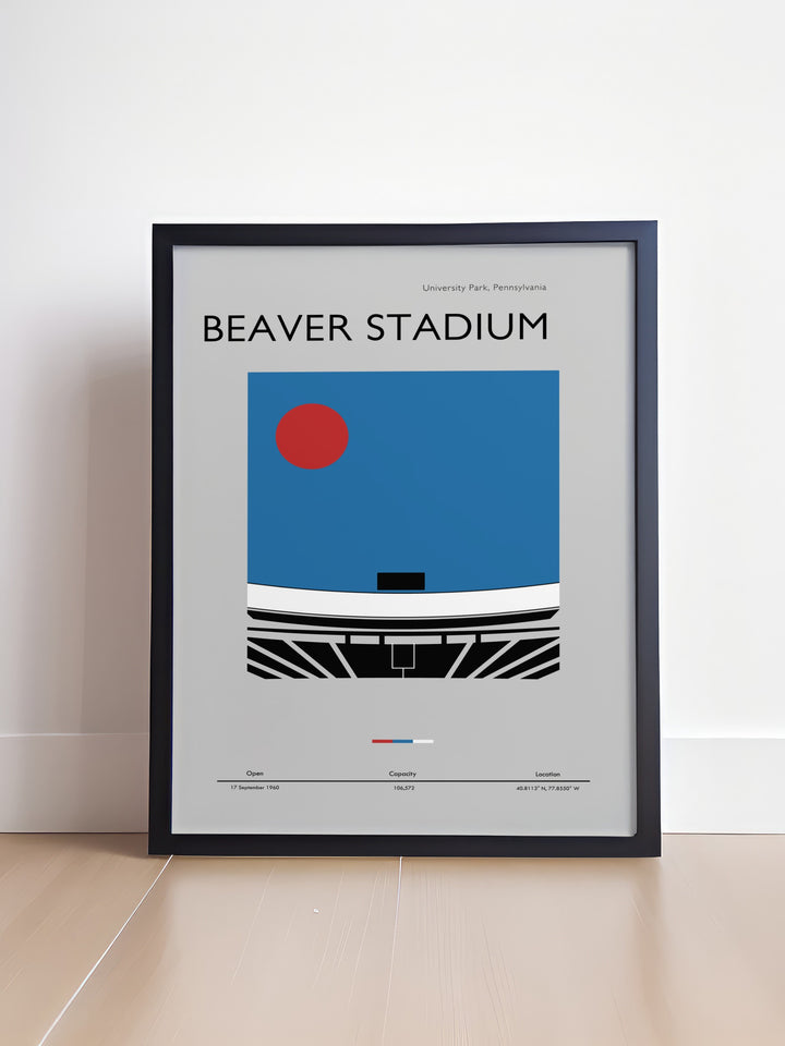 Penn State Football fans will appreciate this Beaver Stadium wall art a striking piece designed to capture the excitement of game day making it a perfect addition to any living room or office decor and an ideal gift for college football enthusiasts