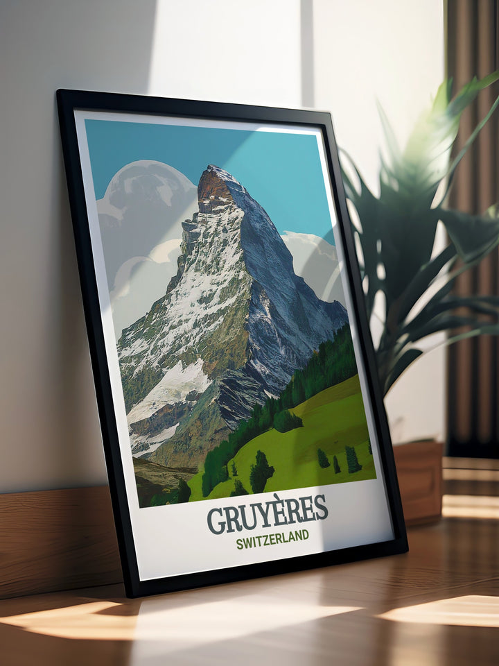 Moleson Peak modern art print showcasing the serenity of the Swiss landscape. This stunning travel print adds a sense of peace and elegance to any space, making it ideal for home decor and art collections.