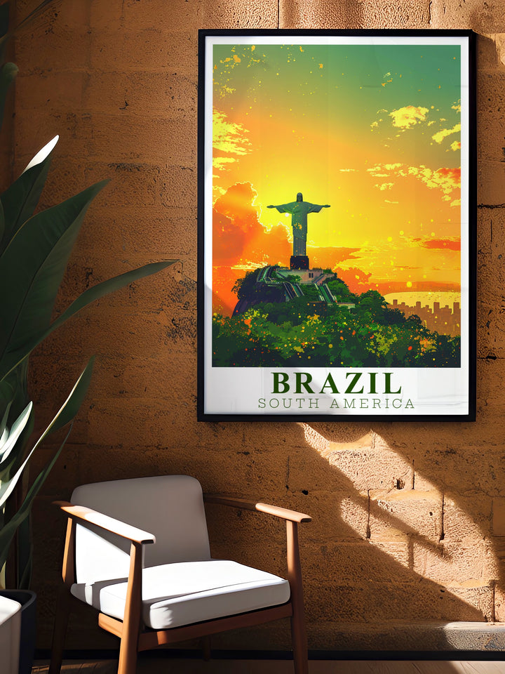 Stunning Christ the Redeemer prints that make a perfect wall decor for living rooms offices or bedrooms bringing Brazilian charm into your space