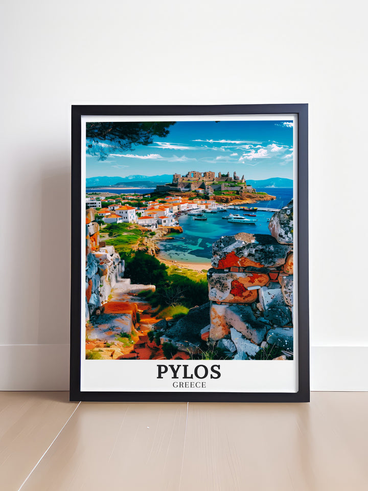 Transform your home with this Pylos Print featuring Navarino Castle Ruins Peloponnese a beautiful representation of Greeces historical landmarks perfect for adding sophistication and elegance to your living room or bedroom