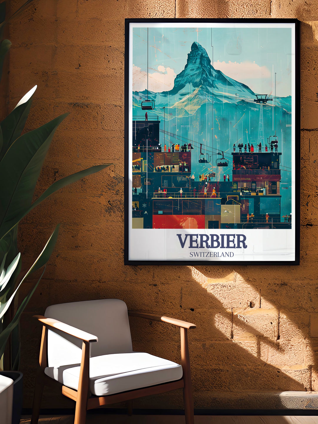 Capture the magic of skiing with this Verbier canvas art. Featuring the Verbier resort and the Matterhorn, this artwork is perfect for decorating ski themed rooms or as a gift for someone who loves the mountains.