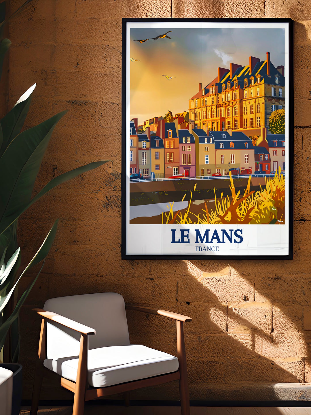 Le Mans Old Town travel poster capturing the vibrant life and historic charm of this French city. The posters intricate details and vibrant colors make it a perfect addition to any travel enthusiasts collection. A great way to bring a piece of France into your home.