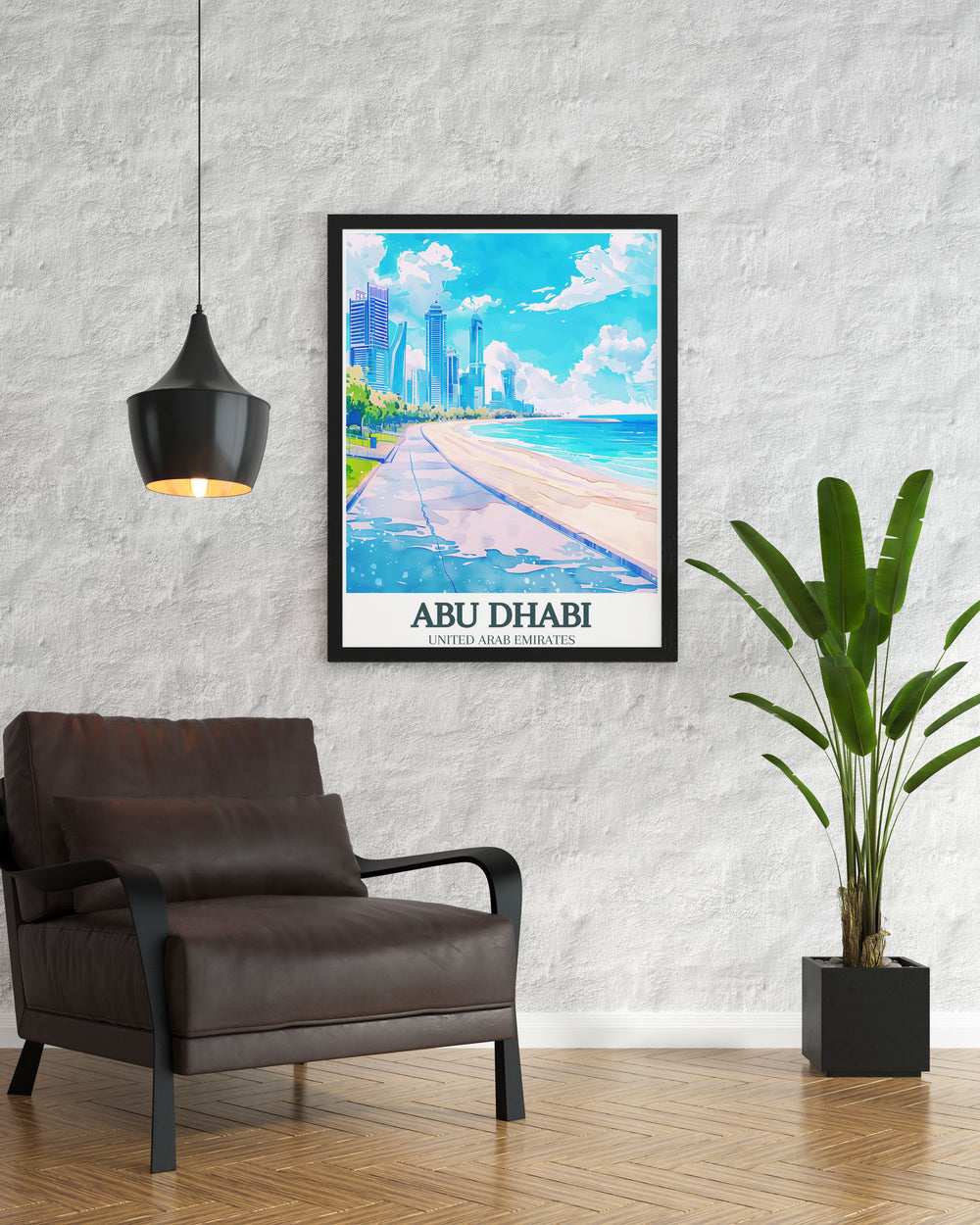 Beautiful poster of Abu Dhabi Corniche and Corniche beach. This vintage print showcases the vibrant colors and inviting scenery, making it a great addition to your home. Perfect as a unique gift for those who love Abu Dhabi and coastal life.