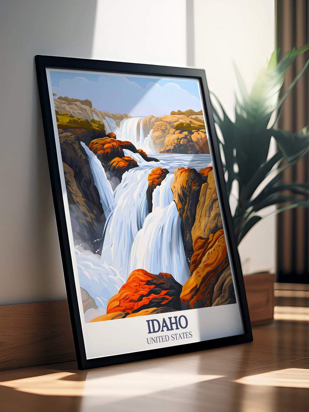 Celebrate the beauty of Idaho with this poster print of Shoshone Falls. The dramatic waterfalls of the "Niagara of the West" are captured in rich colors, making this travel art an excellent gift for adventure seekers or a unique decor piece for your home.