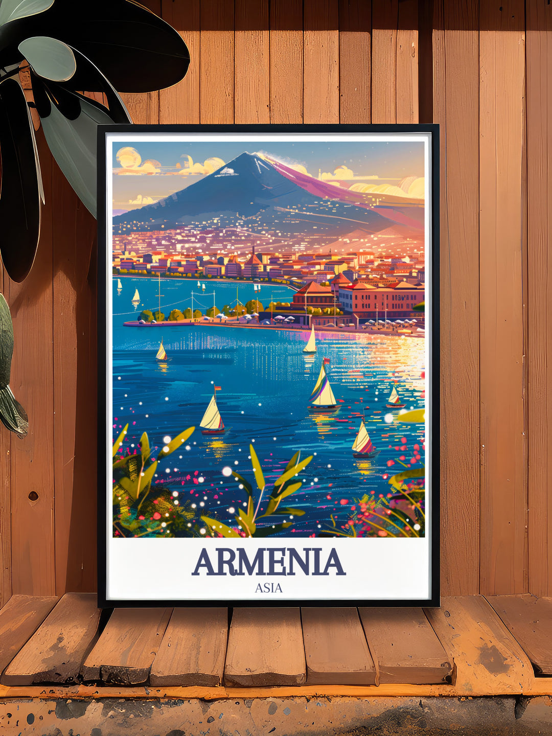 This Armenia poster print beautifully captures the stunning scenery of Lake Sevan, one of Armenias most famous natural landmarks. The travel print features the clear blue waters of the lake surrounded by the rugged Armenian landscape, making it an ideal gift for nature lovers or anyone who treasures the beauty of Armenia.