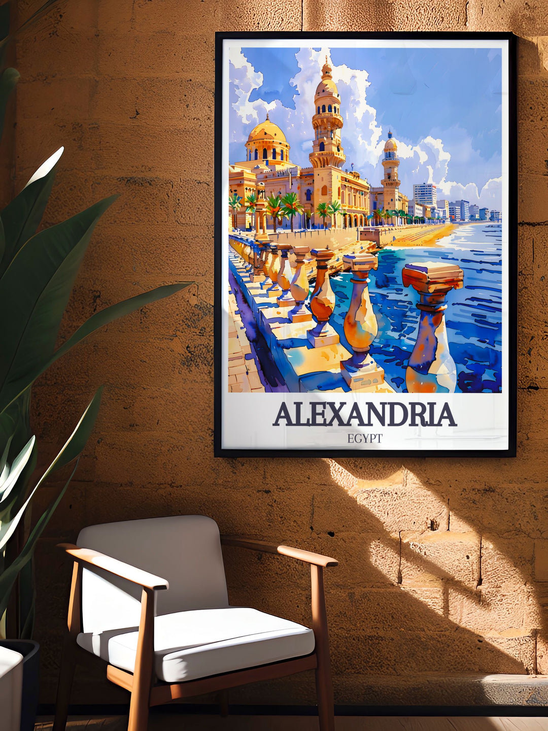 Perfect for gifts and home decor, this Alexandria Egypt art print features Stanley Beach and Corniche Promenade Cathedral in a colorful and detailed design. It is an excellent choice for anniversary gifts, birthday gifts, Christmas gifts, and gifts for friends.