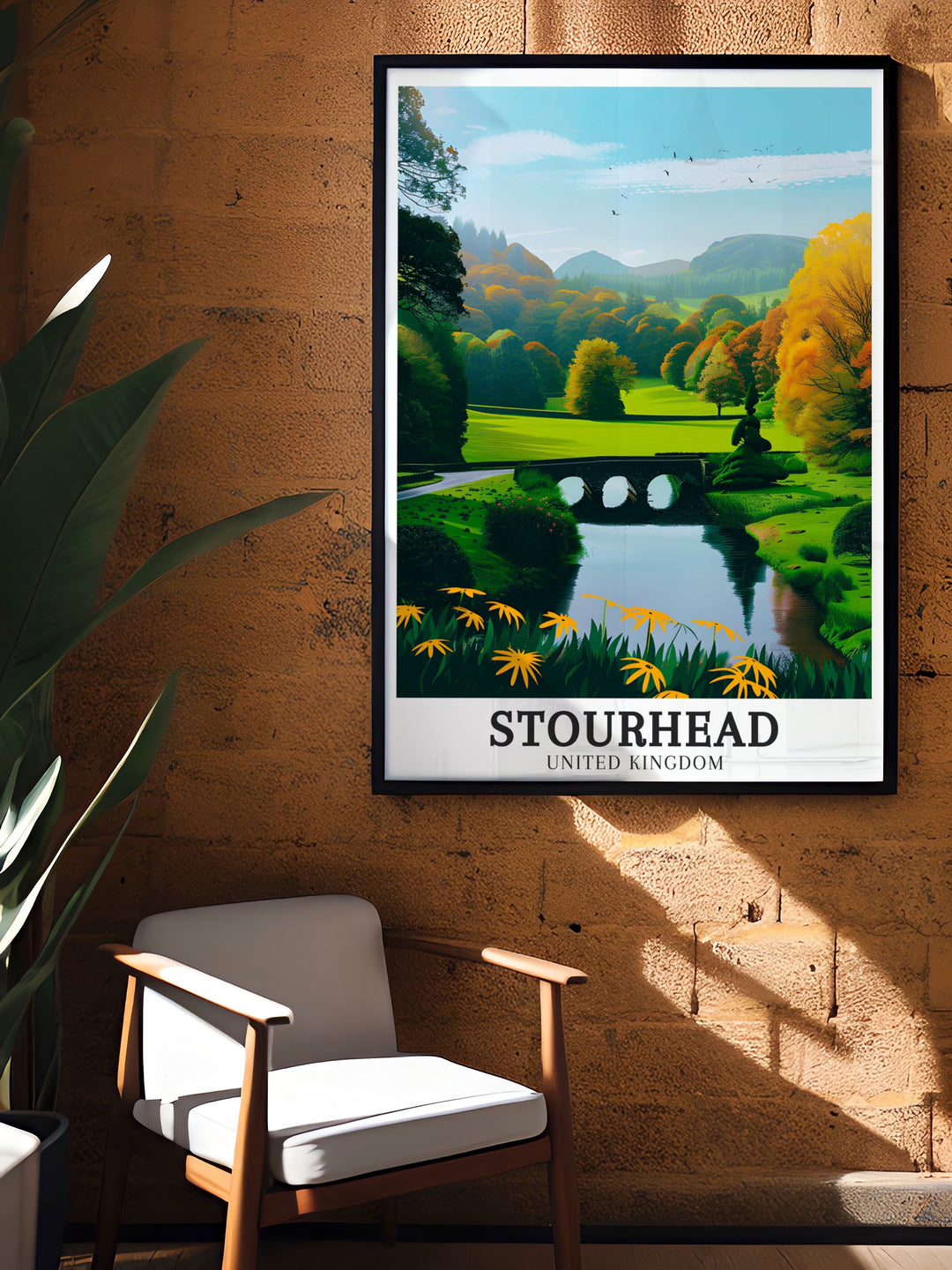 Palladian Bridge Wall Art from Stourhead Gardens in the UK, showcasing the elegant arches of the bridge reflected in the tranquil waters of the gardens lake, a stunning addition to any classical or modern interior.