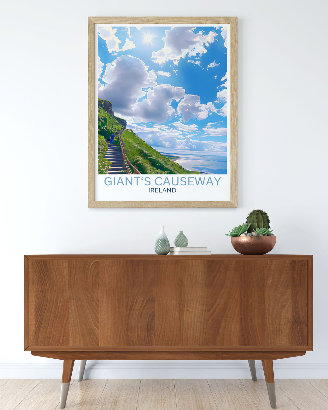 Shepherds Steps elegant home decor prints highlight the unique basalt columns of Giants Causeway bringing a piece of Northern Irelands natural heritage into your living space.