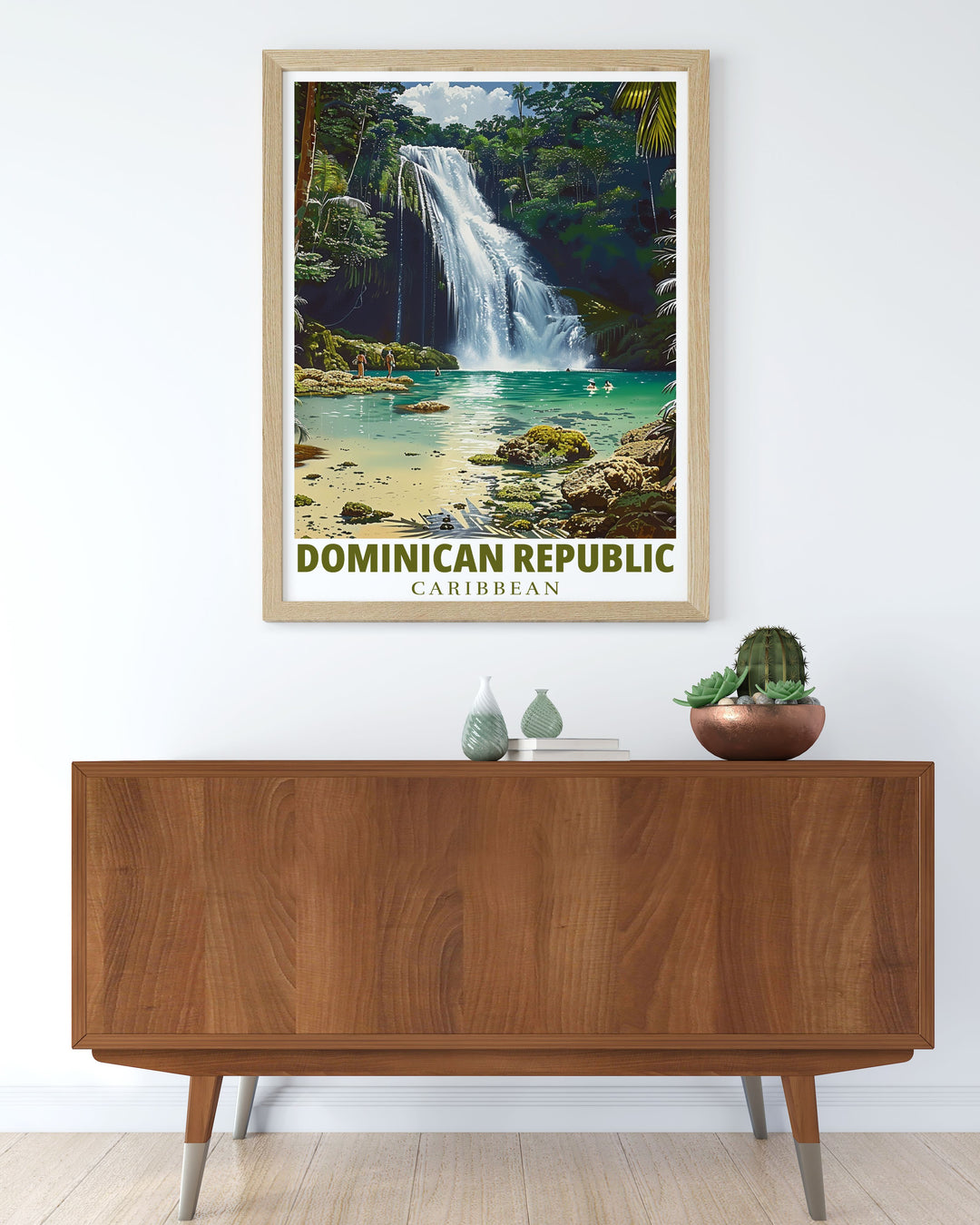 Travel poster print of El Limon Waterfall capturing the essence of this breathtaking natural wonder perfect for those who appreciate nature and adventure