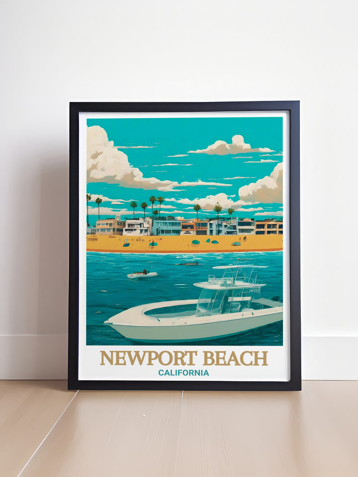 Stunning Balboa Island decor brings the beauty of Newport Beach to your home. This artwork adds a touch of coastal elegance and warmth to any space, making it a perfect addition to contemporary or traditional interiors. Celebrate Californias coastal charm.