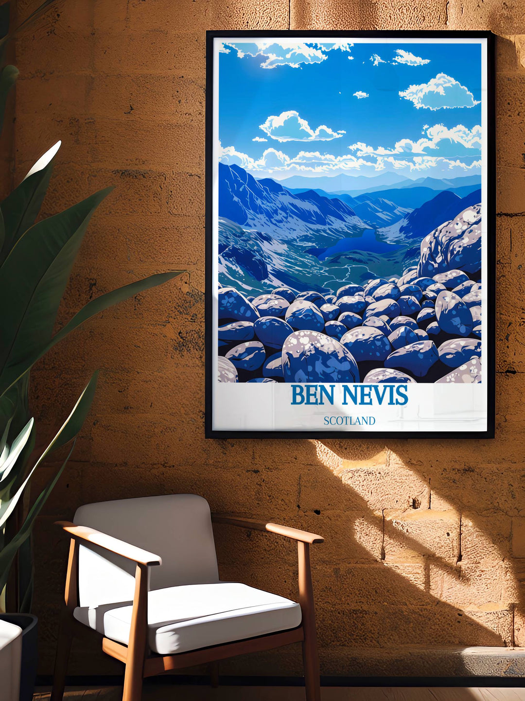 Snow covered summit of Ben Nevis art print, showcasing the stark beauty and isolation of Scotland during winter