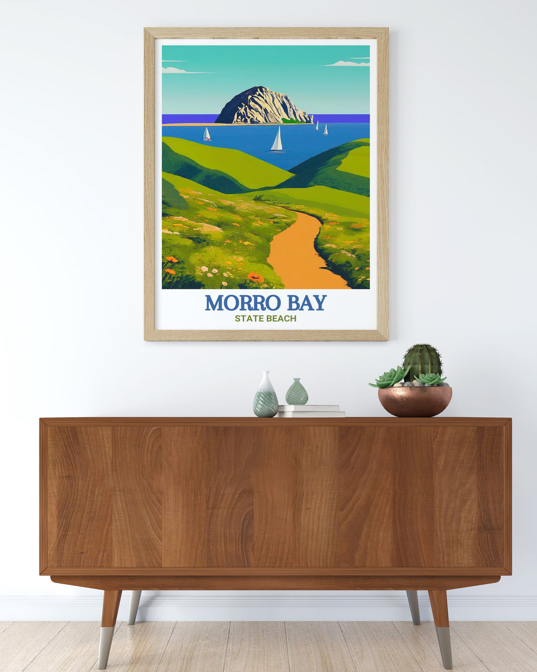 Perfect as a California gift this Morro Bay State Park poster adds a sense of peace and relaxation to any room with its stunning design