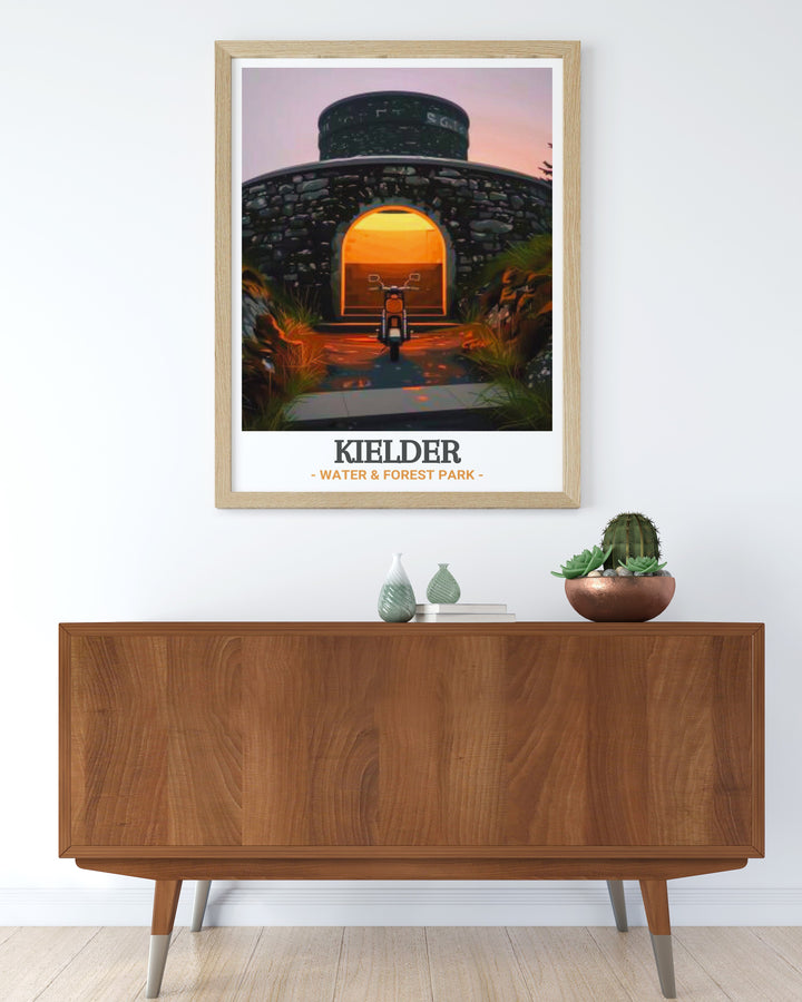 Scenic Kielder Skyspace poster from Northumberland, highlighting the captivating blend of art and nature at Kielder Water & Forest Park. This exquisite artwork brings the serene beauty of Kielder Skyspace into your living space, perfect for art and nature enthusiasts.