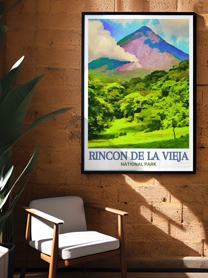 Celebrate the power and beauty of Costa Rica with this Rincon de la Vieja Volcano art print perfect for adding a touch of nature to your home decor whether you are looking for stunning living room decor or a unique Costa Rica gift this print is sure to impress.