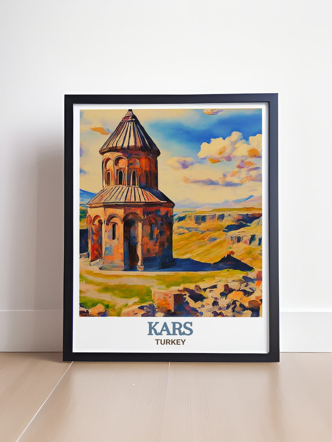 Ani Ruins in Kars come to life in this stunning Turkey travel art ideal for those seeking to add a touch of history to their home decor with beautiful modern prints that showcase the ancient ruins and offer an elegant focal point in any room